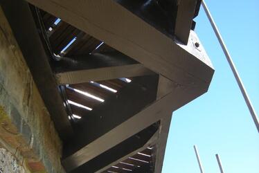 Photograph showing under side of restored reef deck at West Blatchington Windmill