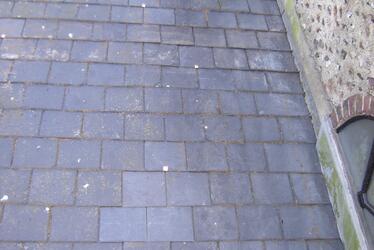 Photograph showing unwanted organic growth greatly reduced with replacement tiles.